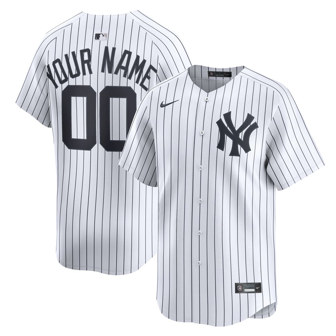New York Yankees Nike Home Limited Custom Jersey - White Official MLB Team Apparel Baseball Fan Gear
