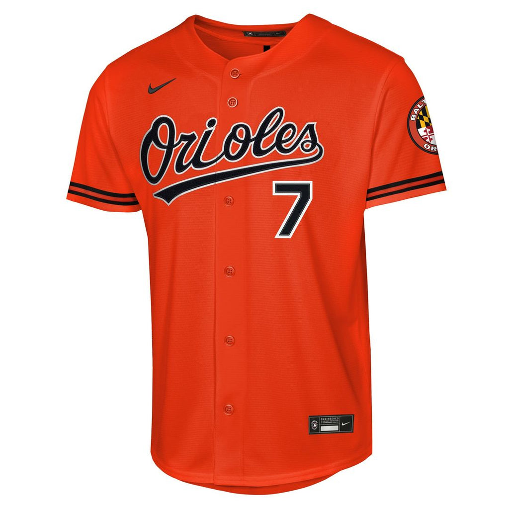 Jackson Holliday Baltimore Orioles Nike Youth Alternate 2 Stadium Player Jersey - Orange Official MLB Team Apparel Baseball Fan Gear