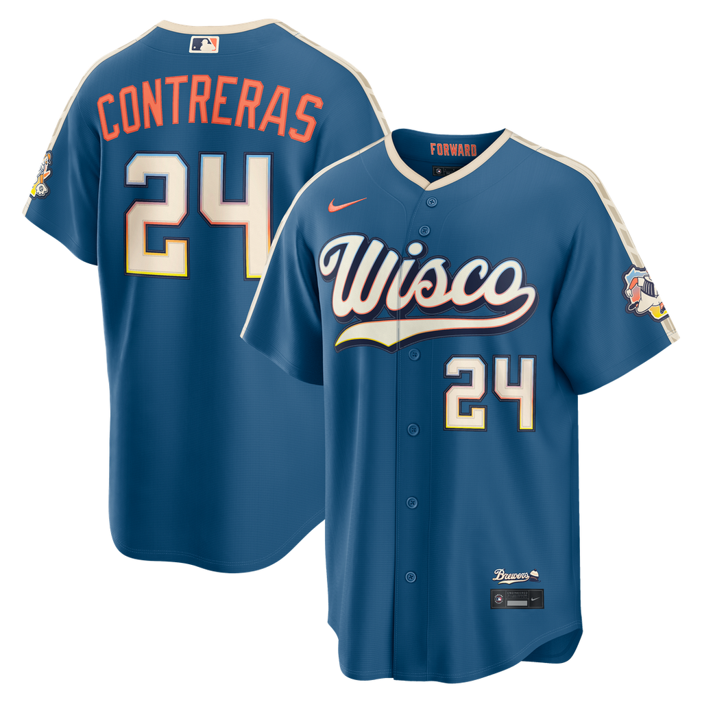 William Contreras Milwaukee Brewers Nike 2026 City Connect Stadium Jersey - Mineral Blue Official MLB Team Apparel Baseball Fan Gear