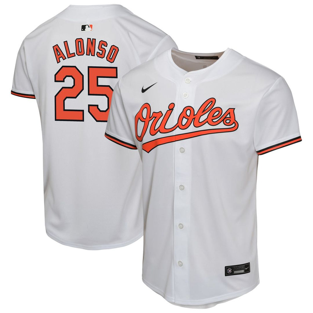 Pete Alonso Baltimore Orioles Nike Youth Game Player Jersey - White Official MLB Team Apparel Baseball Fan Gear