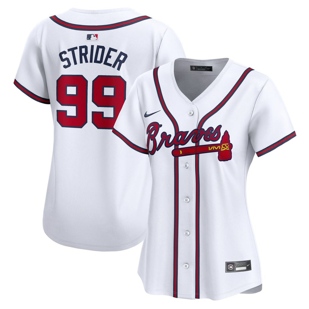 Spencer Strider Atlanta Braves Nike Women's Home Limited Player Jersey - White Official MLB Team Apparel Baseball Fan Gear