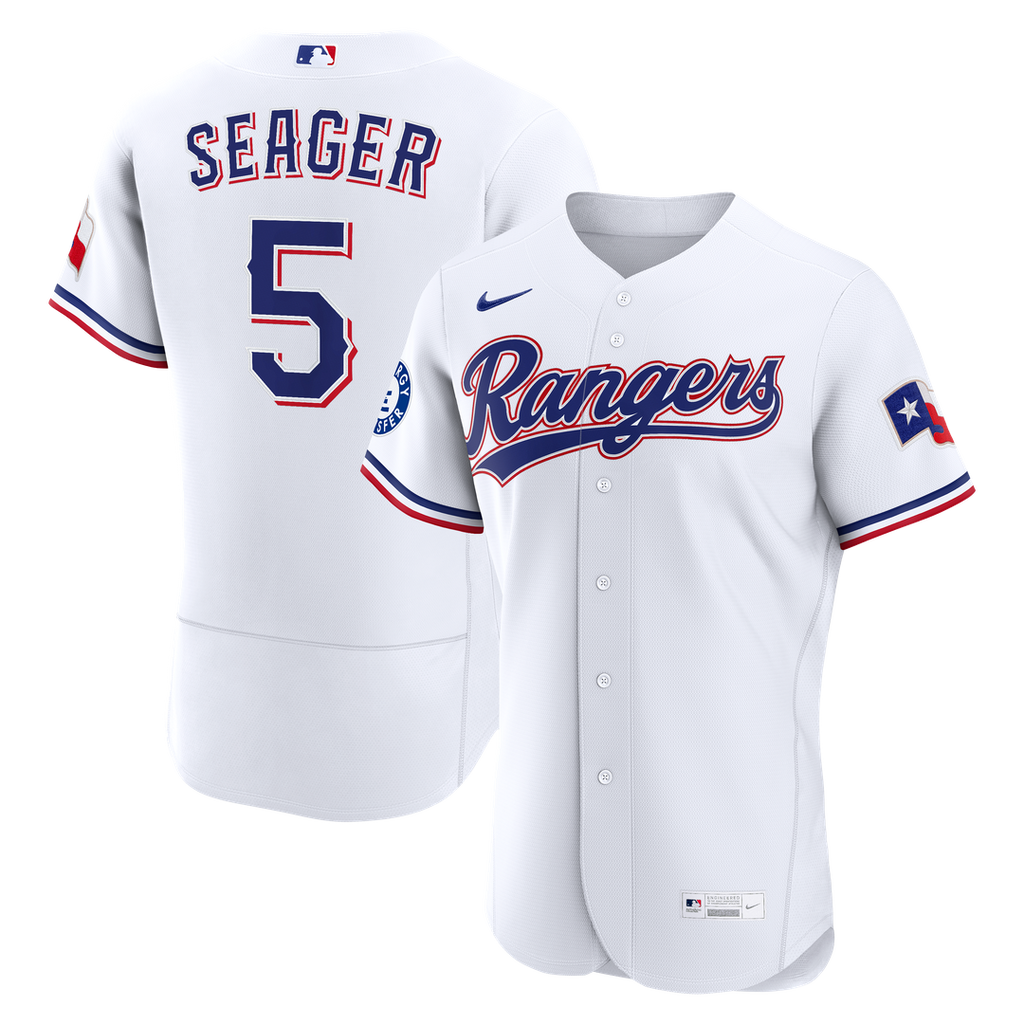 Corey Seager Texas Rangers Nike Home Authentic Sponsor Patch Jersey - White Official MLB Team Apparel Baseball Fan Gear