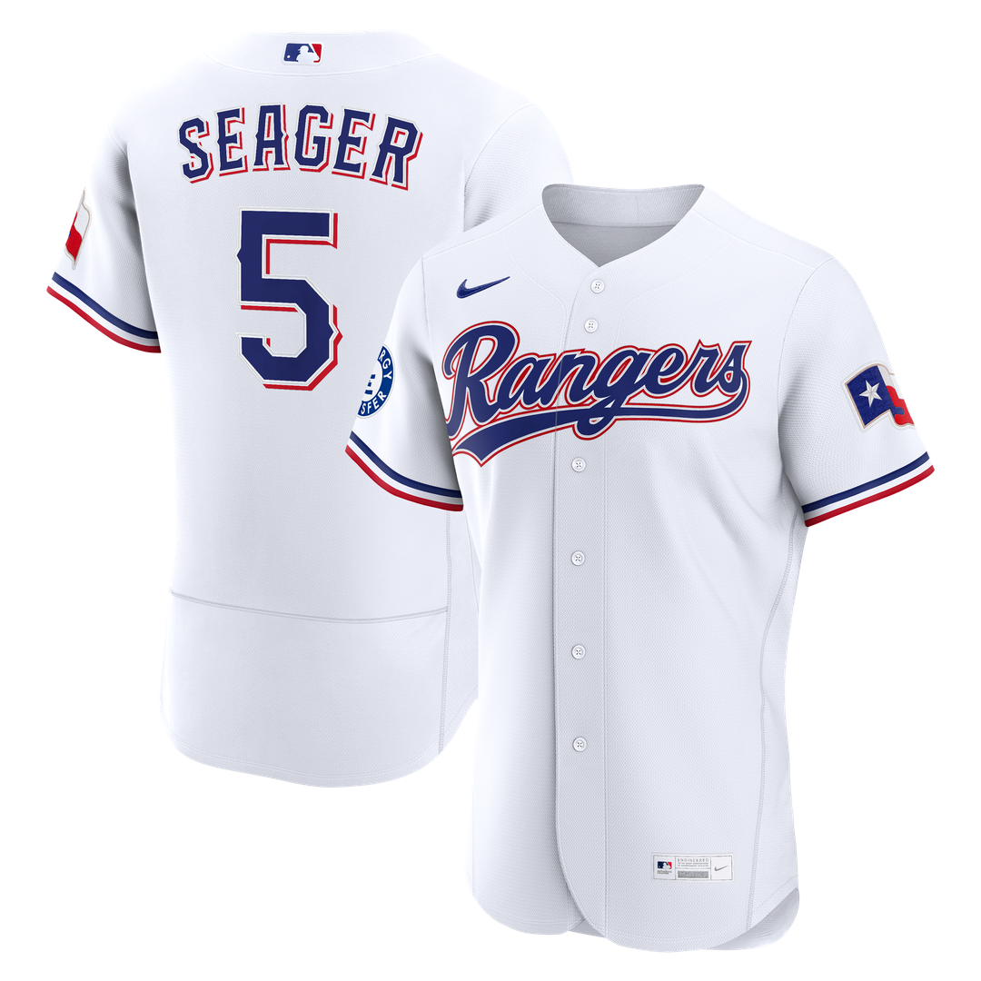 Corey Seager Texas Rangers Nike Home Authentic Sponsor Patch Jersey - White Official MLB Team Apparel Baseball Fan Gear