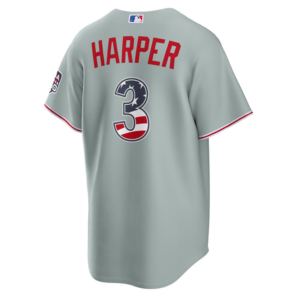 Bryce Harper Philadelphia Phillies Nike USA 250 Fourth of July Road Stadium Jersey - Gray Official MLB Team Apparel Baseball Fan Gear