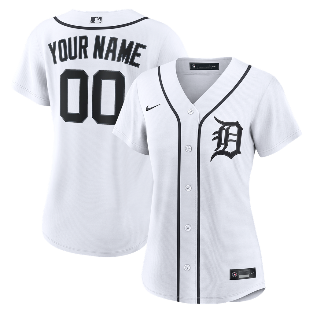 Detroit Tigers Nike Women's Home Replica Custom Jersey - White Official MLB Team Apparel Baseball Fan Gear