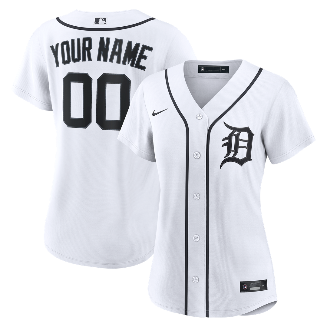 Detroit Tigers Nike Women's Home Replica Custom Jersey - White Official MLB Team Apparel Baseball Fan Gear