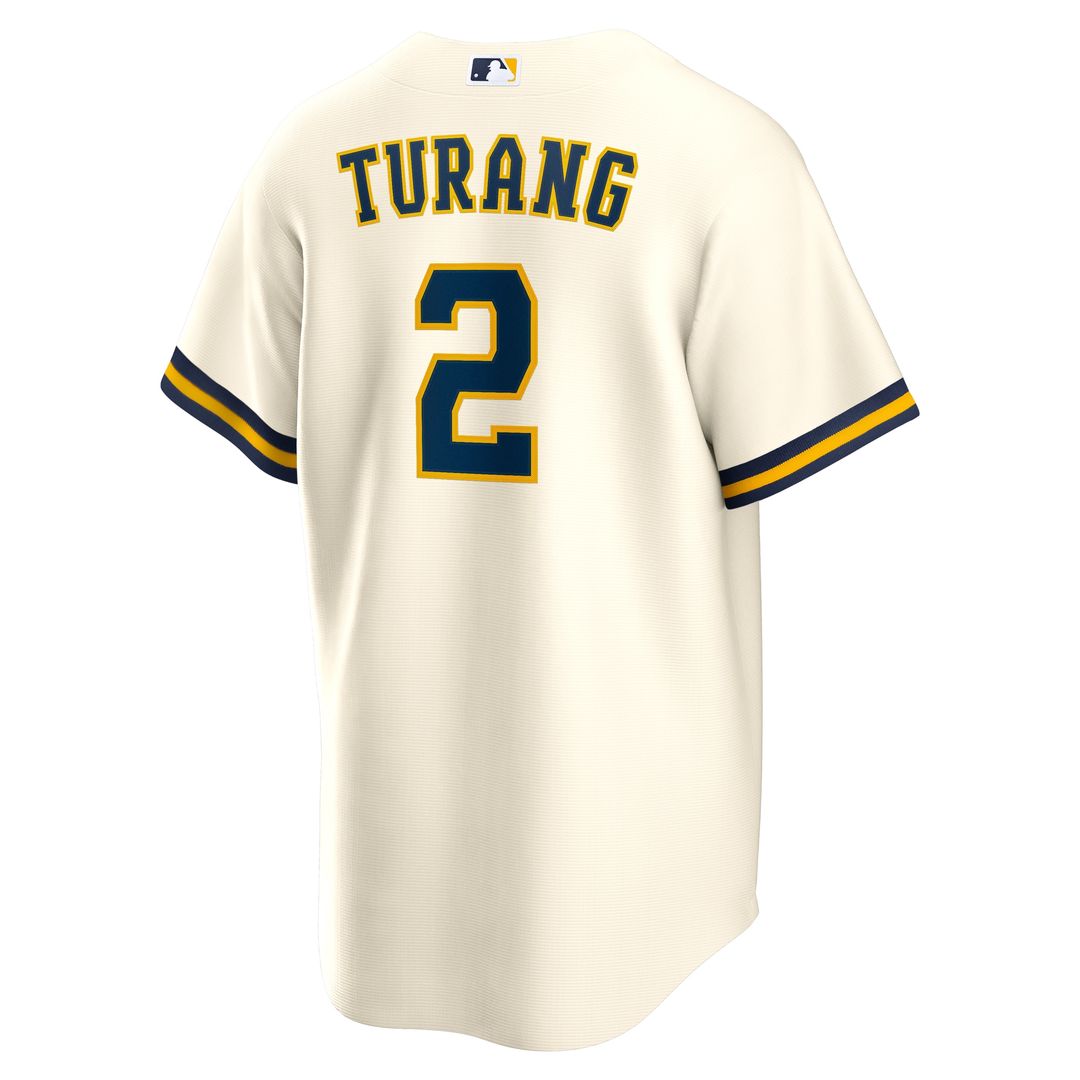 Brice Turang Milwaukee Brewers Nike Home Replica Jersey - Cream Official MLB Team Apparel Baseball Fan Gear