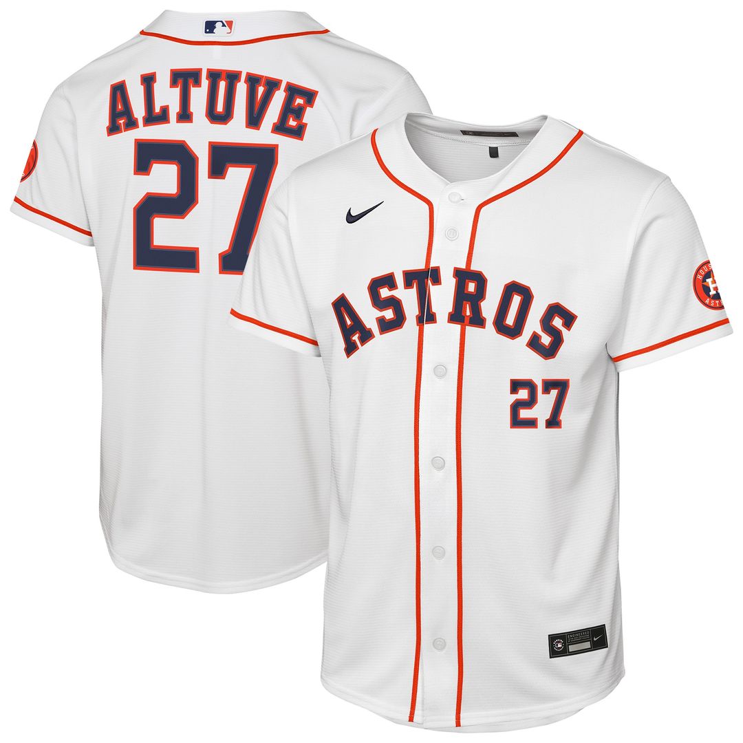 Jose Altuve Houston Astros Nike Youth Home Stadium Jersey - White Official MLB Team Apparel Baseball Fan Gear