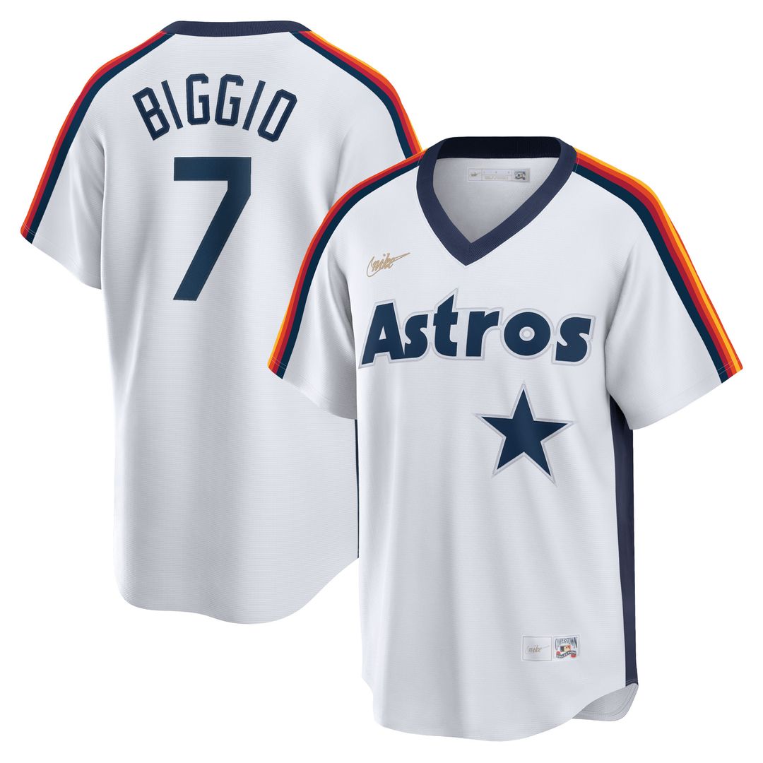 Craig Biggio Houston Astros Nike Home Cooperstown Collection Logo Player Jersey - White Official MLB Team Apparel Baseball Fan Gear