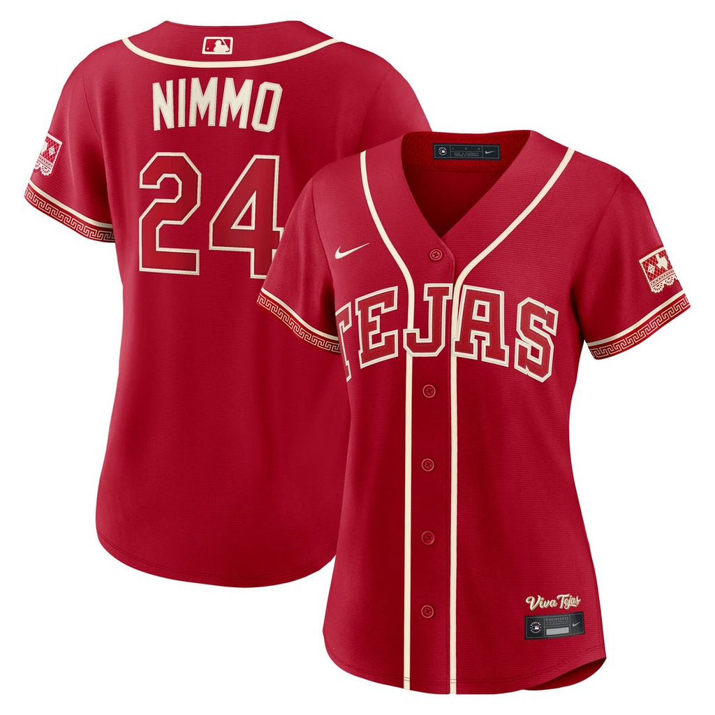Brandon Nimmo Texas Rangers Nike Women's 2026 City Connect Stadium Jersey - Red Official MLB Team Apparel Baseball Fan Gear
