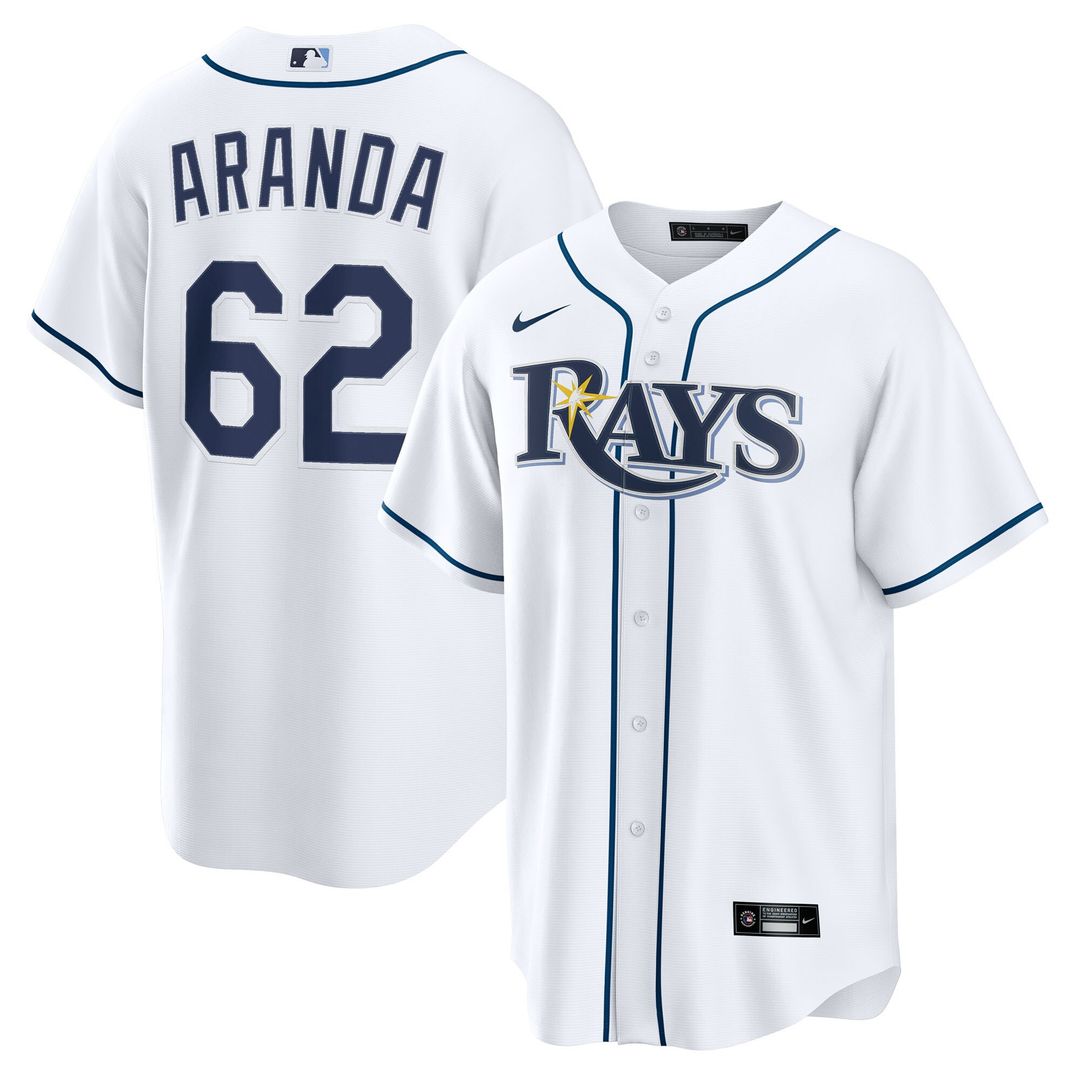 Jonathan Aranda Tampa Bay Rays Nike Home Replica Jersey - White Official MLB Team Apparel Baseball Fan Gear