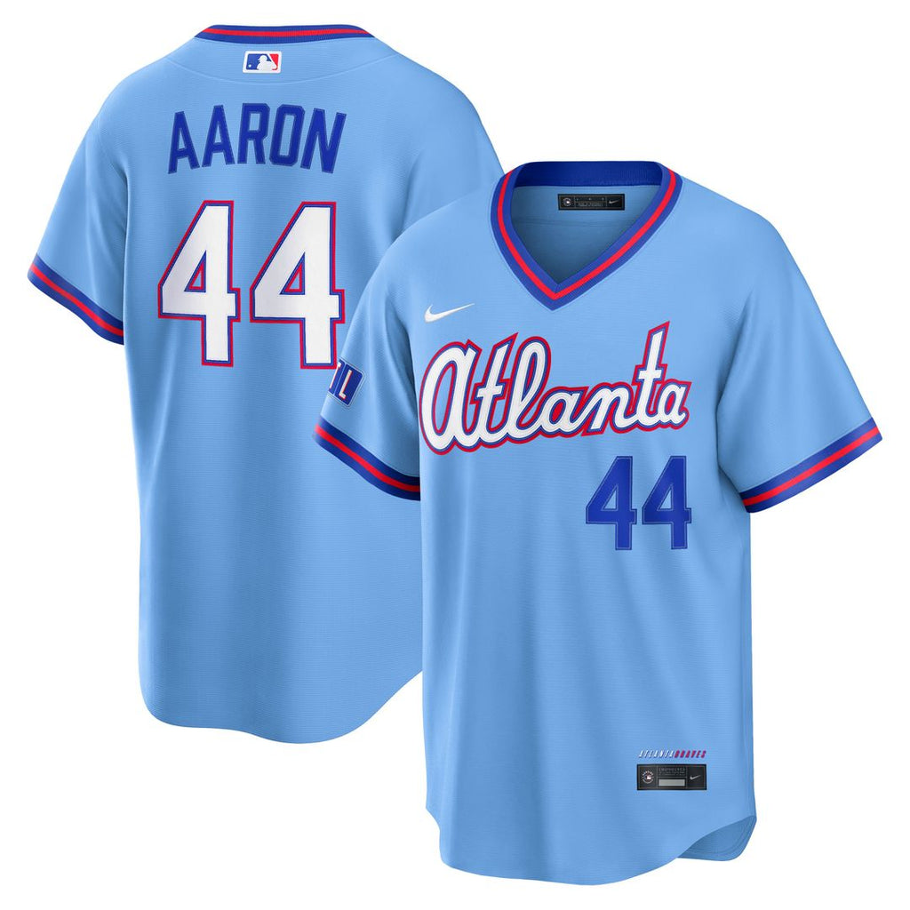 Hank Aaron Atlanta Braves Nike 2026 City Connect Stadium Jersey - Powder Blue Official MLB Team Apparel Baseball Fan Gear