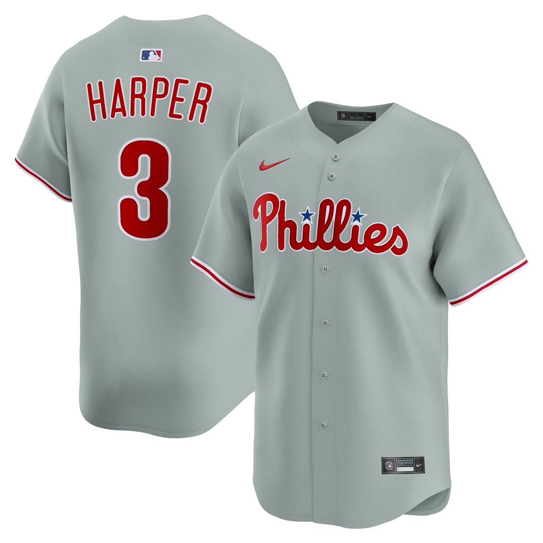 Bryce Harper Philadelphia Phillies Nike Road Limited Player Jersey - Gray Official MLB Team Apparel Baseball Fan Gear