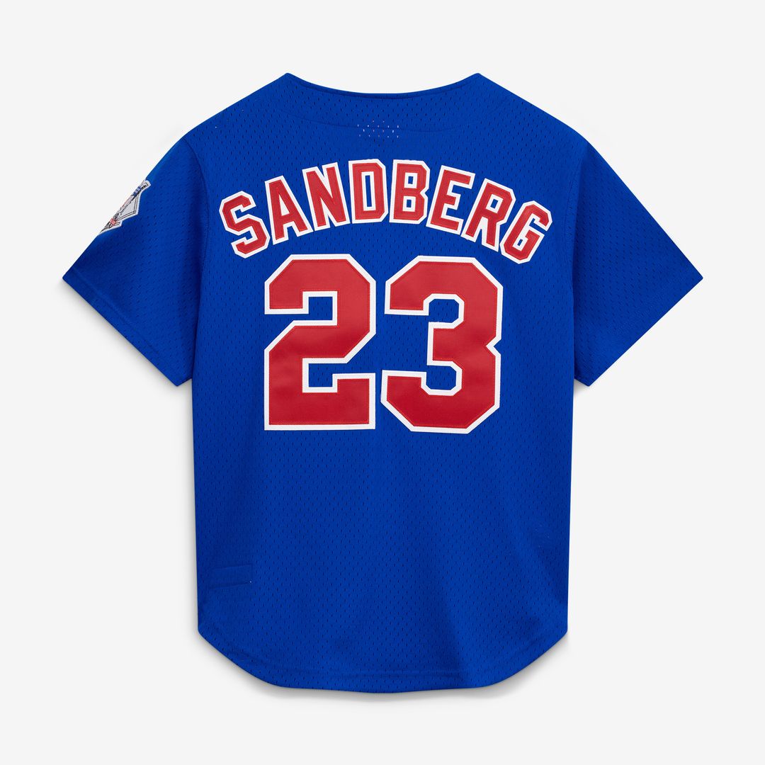 Ryne Sandberg Chicago Cubs Mitchell & Ness Cooperstown Collection 1997 Mesh Batting Practice Button-Up Jersey - Royal Official MLB Team Apparel Baseba