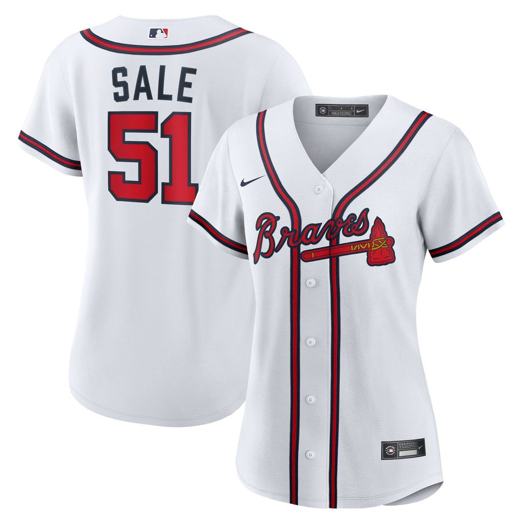 Chris Sale Atlanta Braves Nike Women's Home Replica Jersey - White Official MLB Team Apparel Baseball Fan Gear