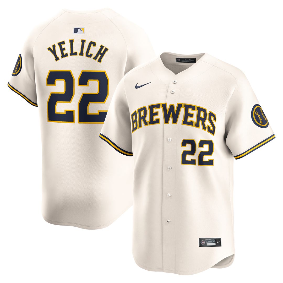 Christian Yelich Milwaukee Brewers Nike Home Limited Player Jersey - Cream Official MLB Team Apparel Baseball Fan Gear