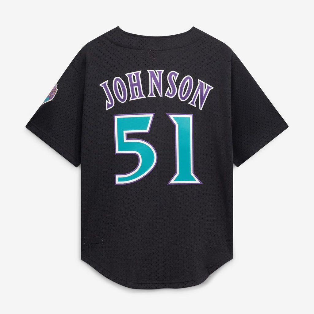Randy Johnson Arizona Diamondbacks Mitchell & Ness Cooperstown Collection Mesh Batting Practice Button-Up Jersey - Black Official MLB Team Apparel Bas