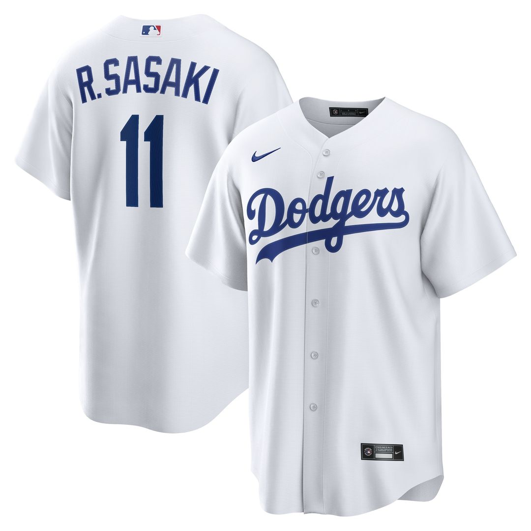 Rōki Sasaki Los Angeles Dodgers Nike Replica Jersey - White Official MLB Team Apparel Baseball Fan Gear