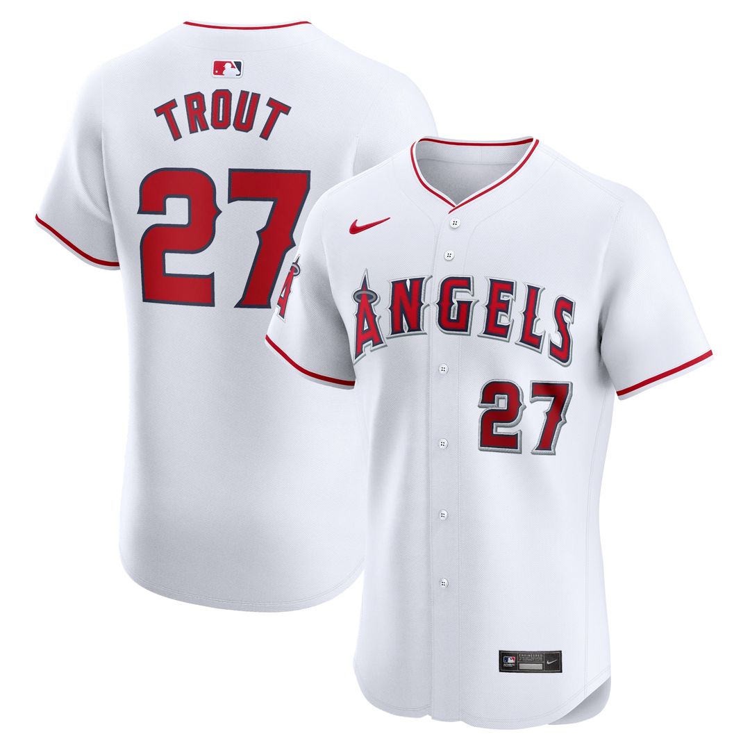Mike Trout Los Angeles Angels Nike Home Elite Player Jersey - White Official MLB Team Apparel Baseball Fan Gear