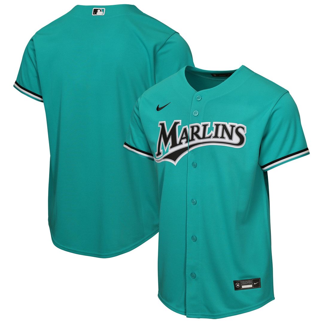 Miami Marlins Nike Youth Alternate Replica Jersey - Teal Official MLB Team Apparel Baseball Fan Gear