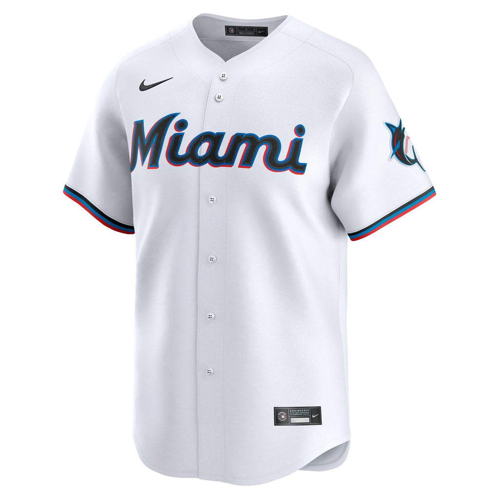 Miami Marlins Nike Home Limited Custom Jersey - White Official MLB Team Apparel Baseball Fan Gear