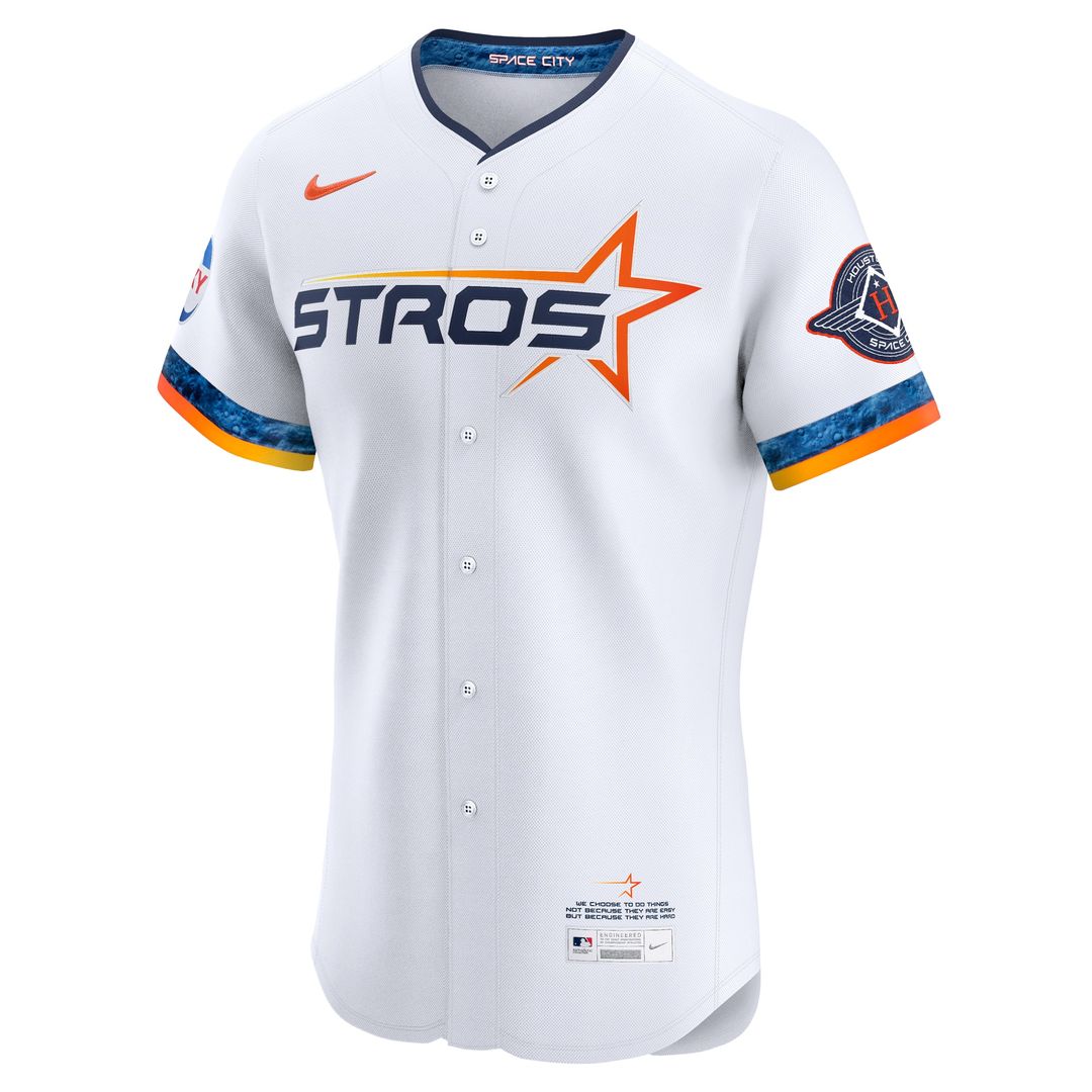 Houston Astros Nike 2025 City Connect Elite Jersey - White Official MLB Team Apparel Baseball Fan Gear