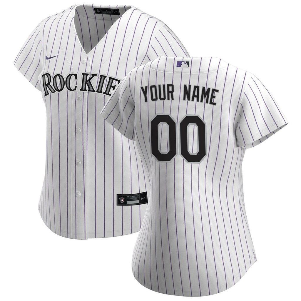 Colorado Rockies Nike Women's Home Replica Custom Jersey - White Official MLB Team Apparel Baseball Fan Gear