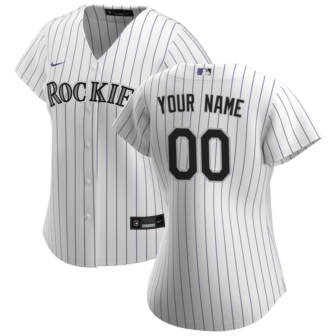 Colorado Rockies Nike Women's Home Replica Custom Jersey - White Official MLB Team Apparel Baseball Fan Gear