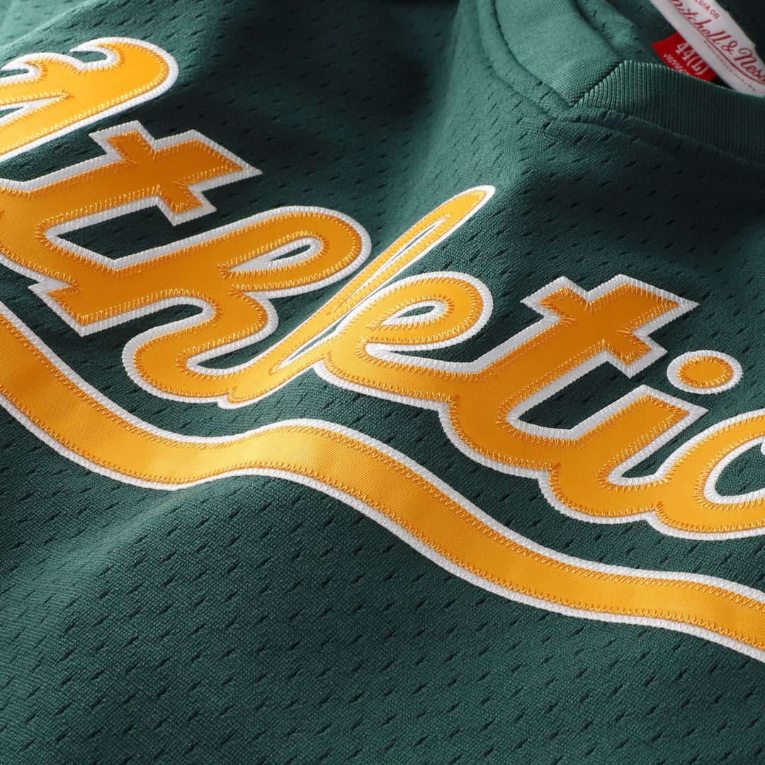 Rickey Henderson Athletics Mitchell & Ness Authentic Batting Practice Jersey - Green Official MLB Team Apparel Baseball Fan Gear