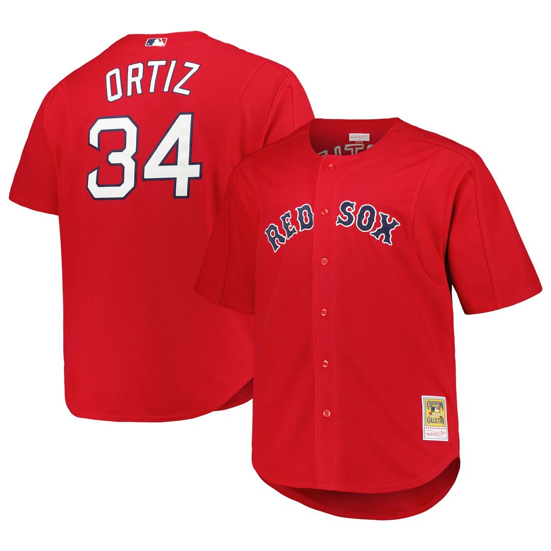 David Ortiz Boston Red Sox Mitchell & Ness Big & Tall Cooperstown Mesh Batting Practice Jersey - Red Official MLB Team Apparel Baseball Fan Gear