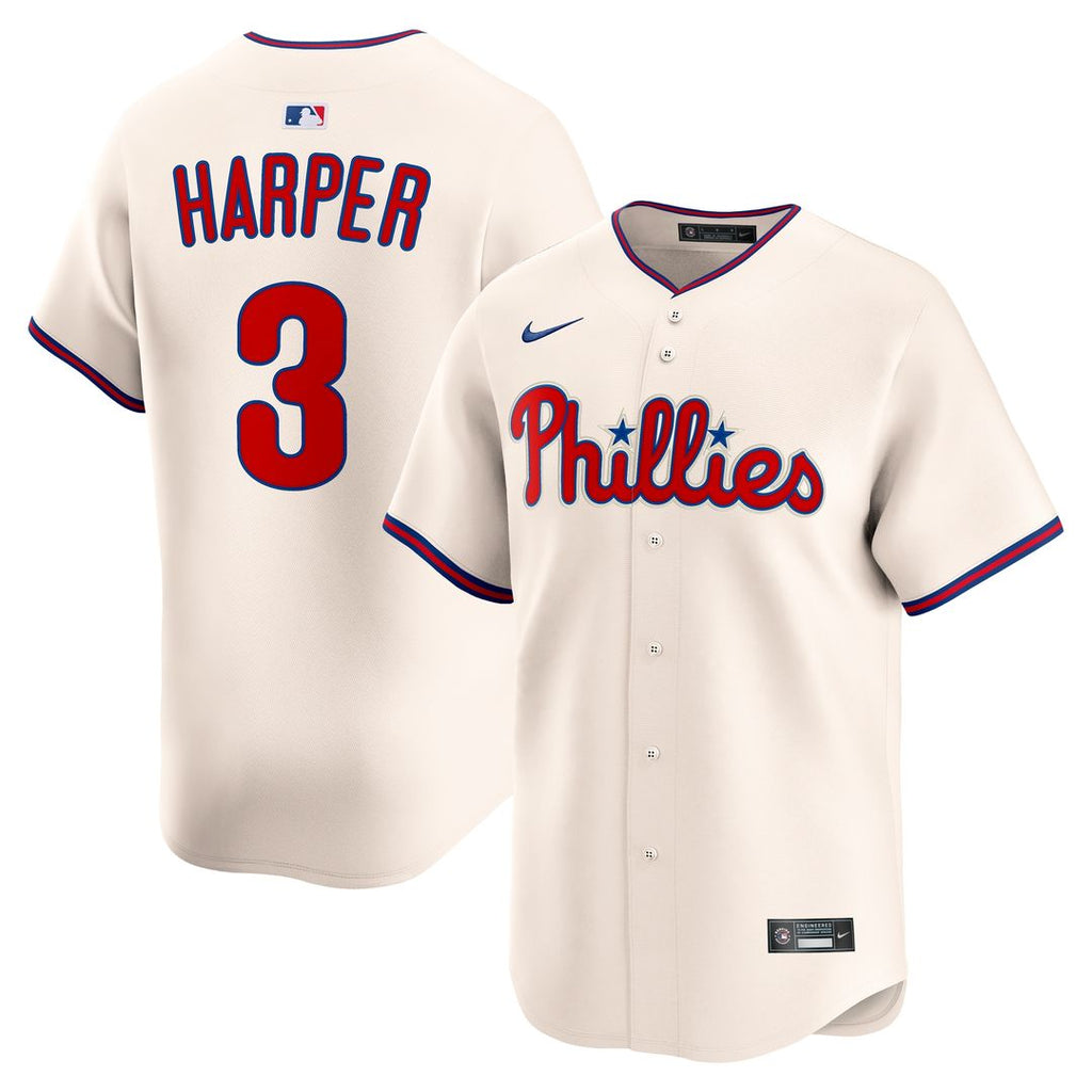 Bryce Harper Philadelphia Phillies Nike Alternate Limited Jersey - Cream Official MLB Team Apparel Baseball Fan Gear