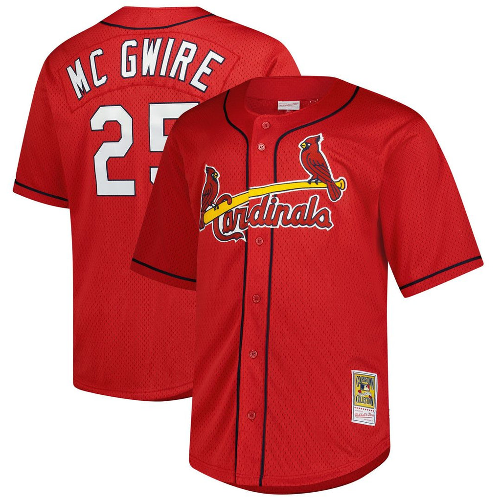 Mark McGwire St. Louis Cardinals Mitchell & Ness Big & Tall Cooperstown Mesh Batting Practice Jersey - Red Official MLB Team Apparel Baseball Fan Gear
