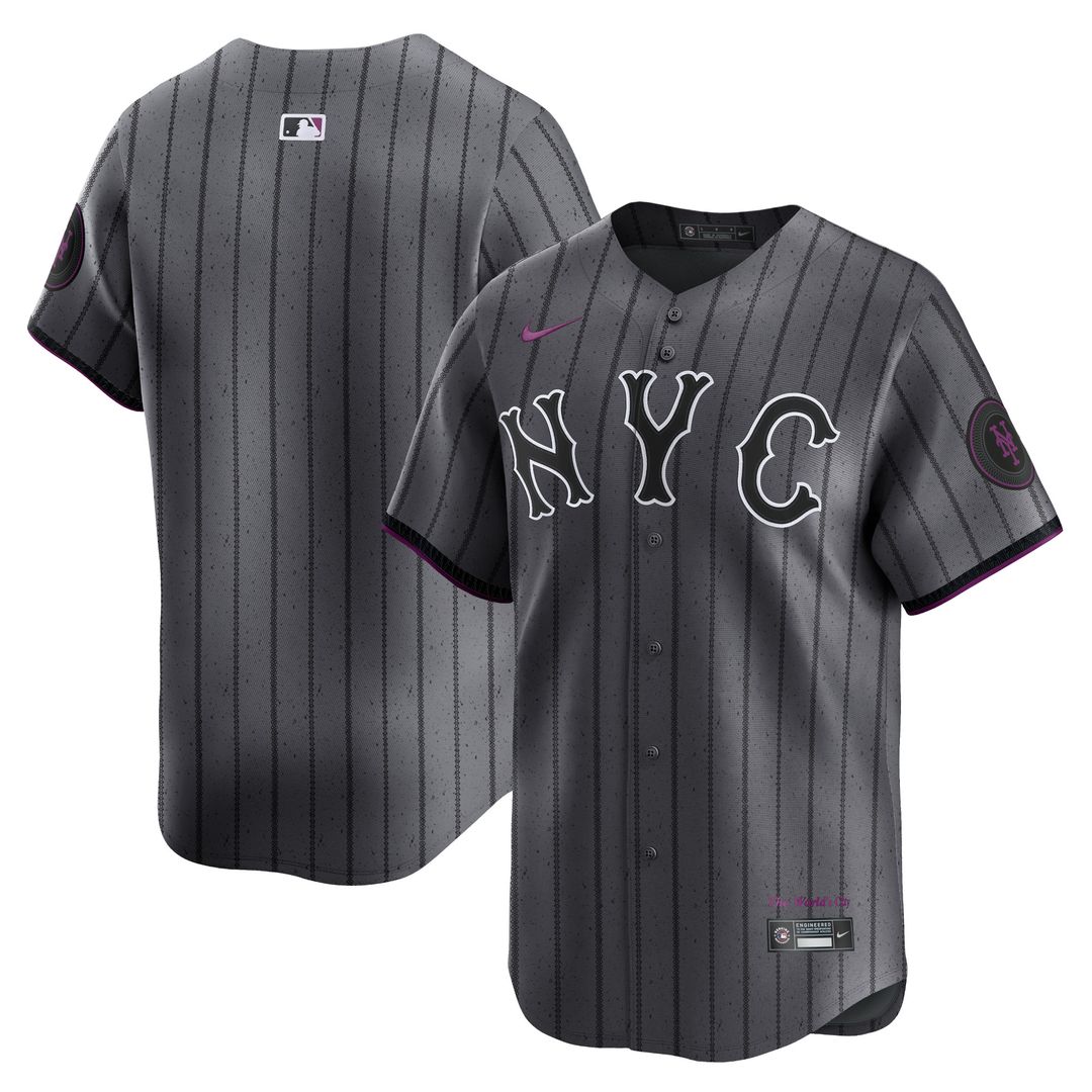 New York Mets Nike 2024 City Connect Limited Jersey - Graphite Official MLB Team Apparel Baseball Fan Gear