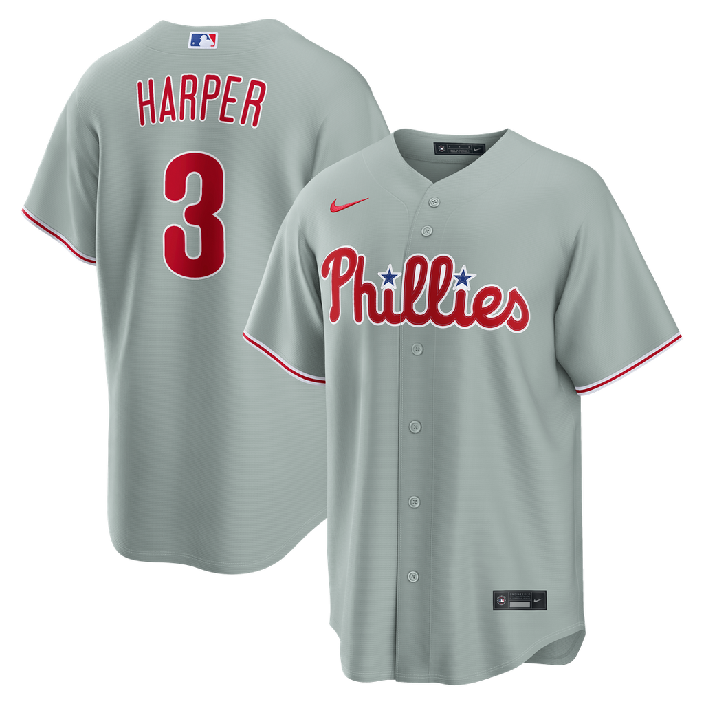 Bryce Harper Philadelphia Phillies Nike Road Replica Jersey - Gray Official MLB Team Apparel Baseball Fan Gear