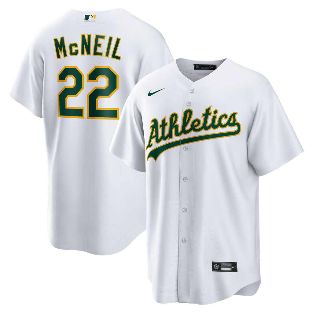 Jeff McNeil Athletics Nike Home Replica Jersey - White Official MLB Team Apparel Baseball Fan Gear