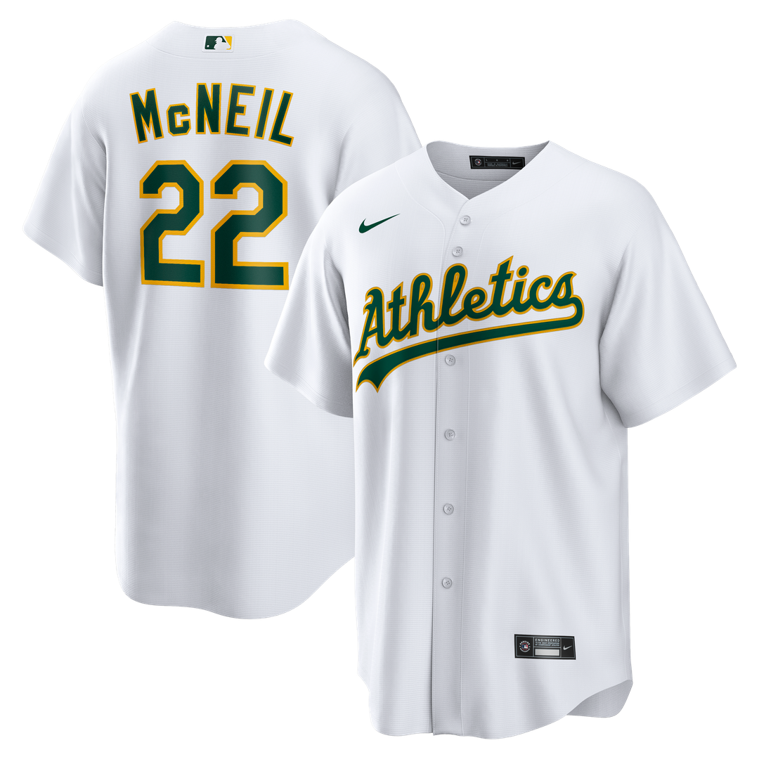 Jeff McNeil Athletics Nike Home Replica Jersey - White Official MLB Team Apparel Baseball Fan Gear