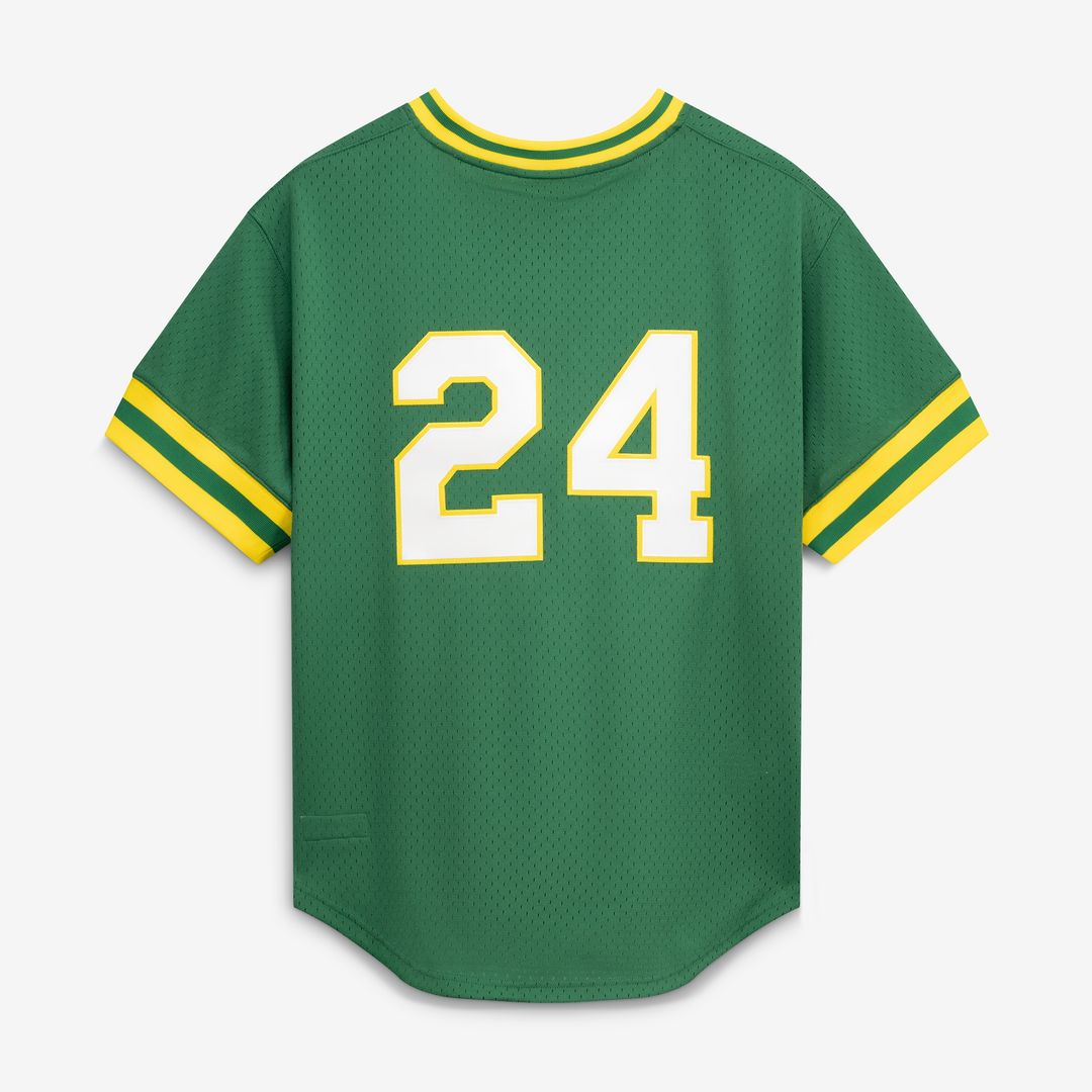 Rickey Henderson Athletics Mitchell & Ness Authentic Batting Practice Jersey - Green Official MLB Team Apparel Baseball Fan Gear