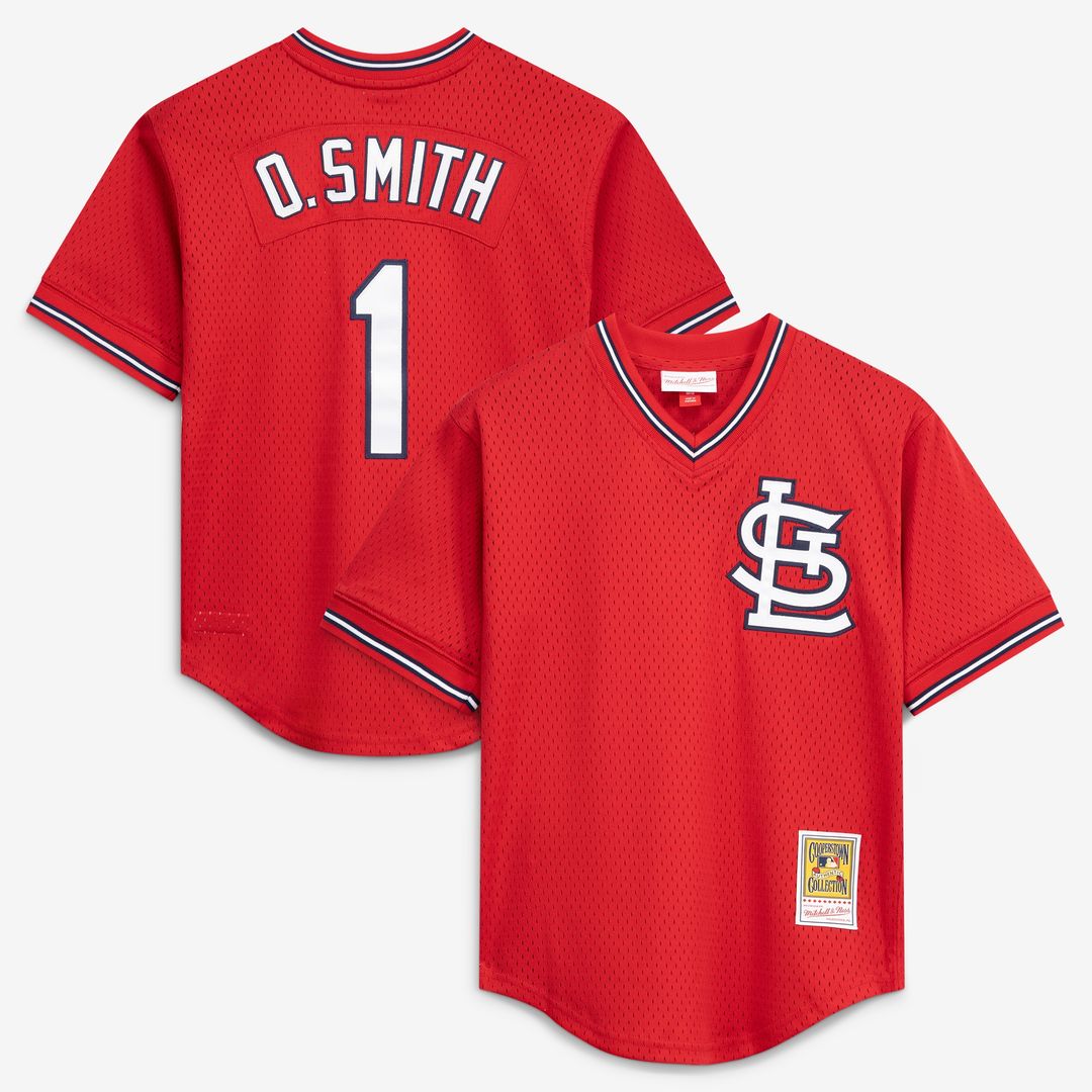 Ozzie Smith St. Louis Cardinals Mitchell & Ness Authentic Batting Practice Jersey - Scarlet Official MLB Team Apparel Baseball Fan Gear