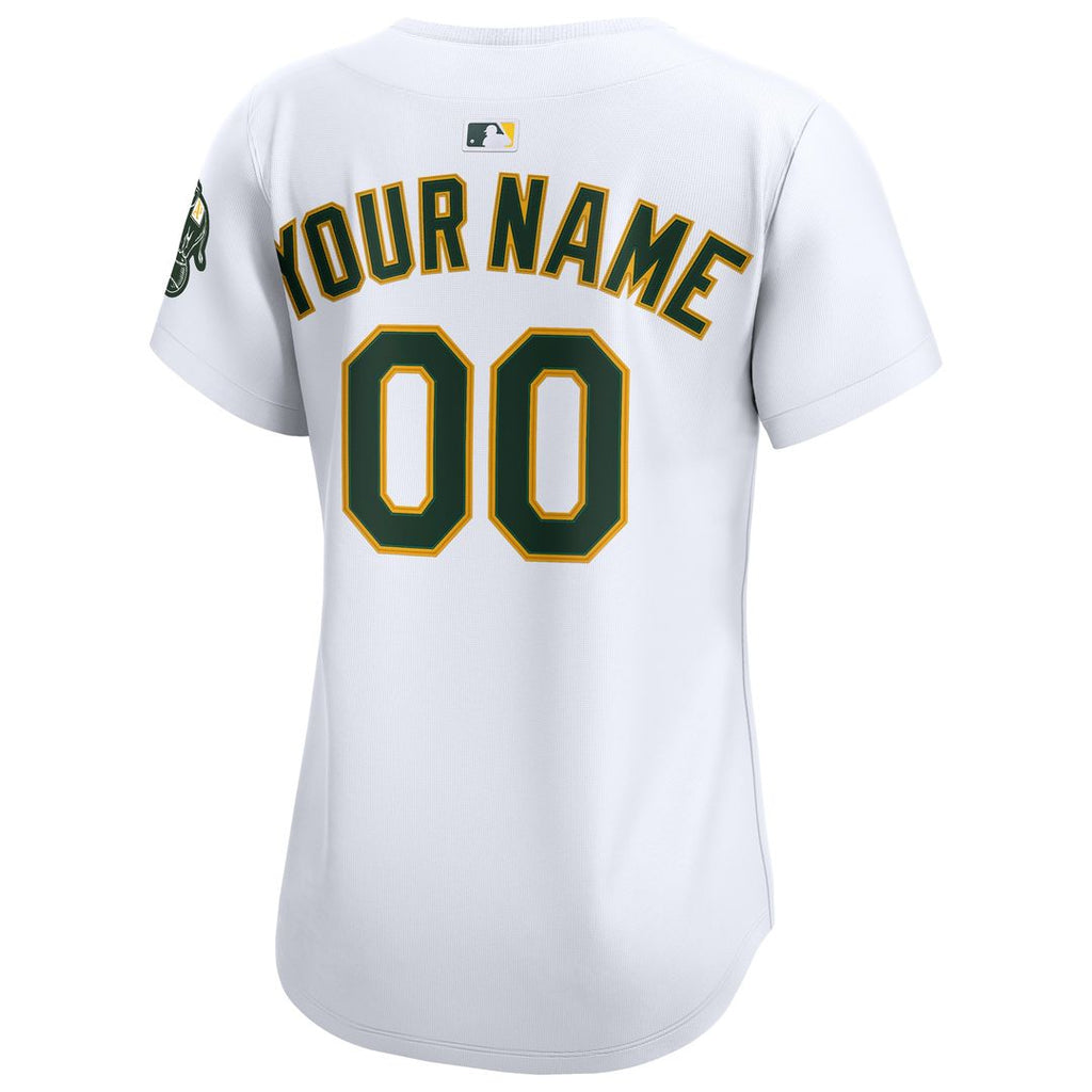 Athletics Nike Women's Home Limited Custom Jersey - White Official MLB Team Apparel Baseball Fan Gear