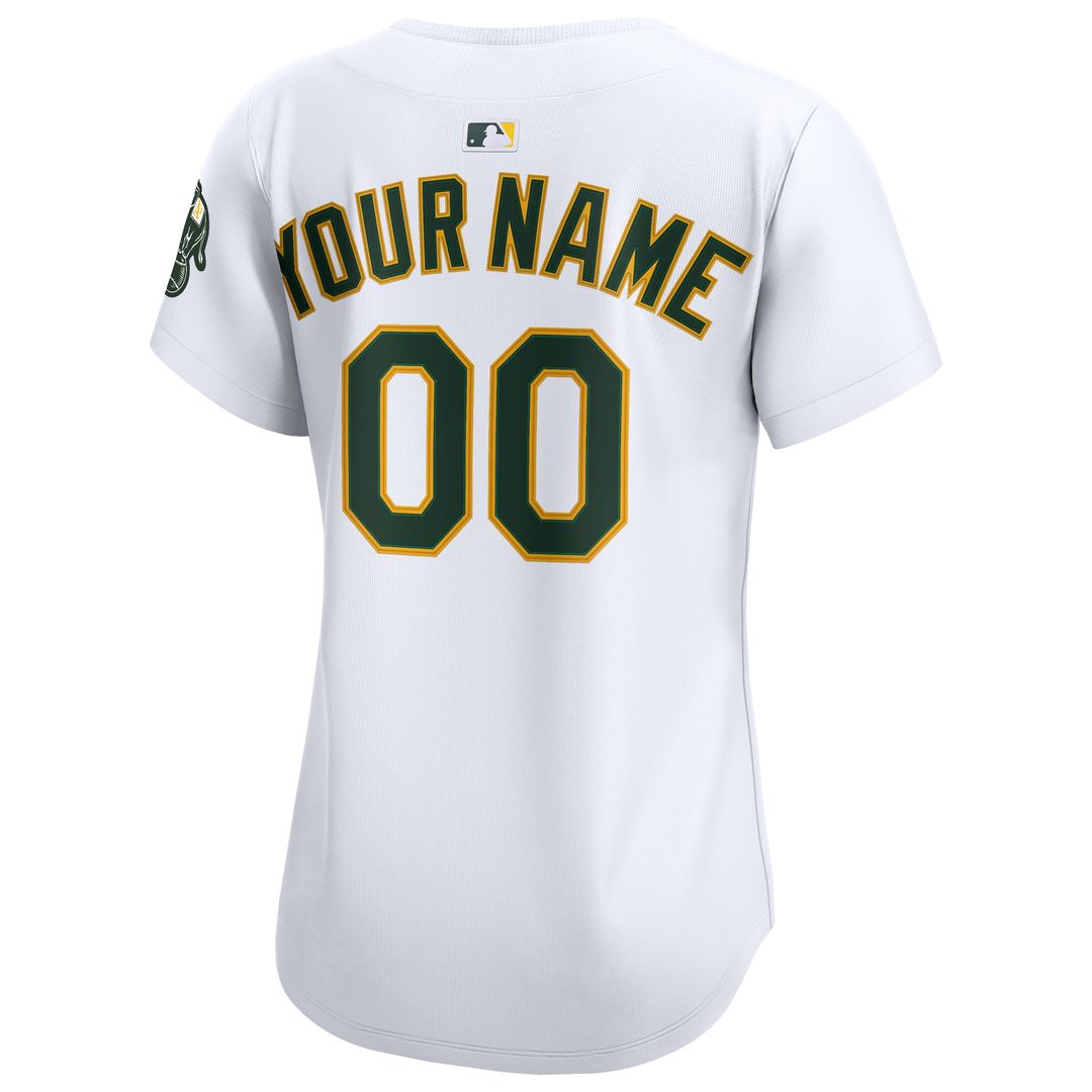 Athletics Nike Women's Home Limited Custom Jersey - White Official MLB Team Apparel Baseball Fan Gear