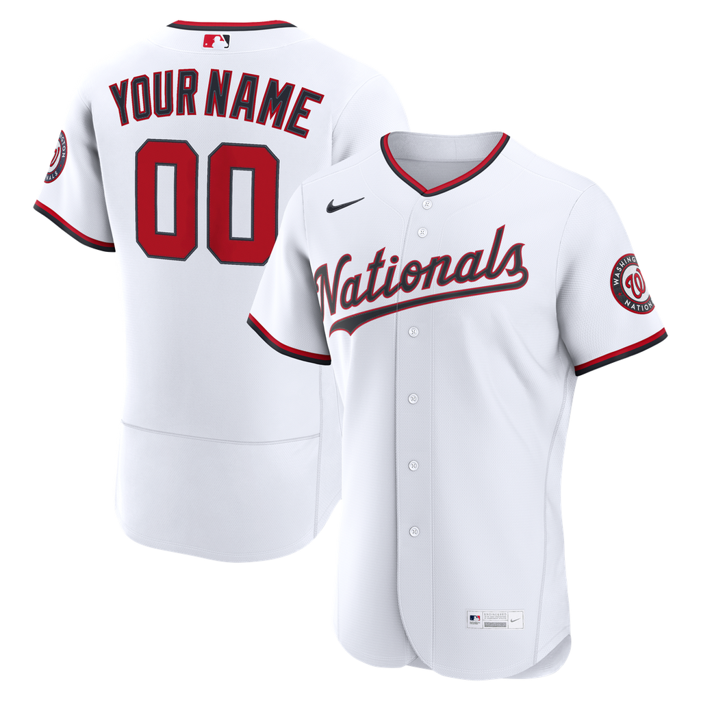 Washington Nationals Nike Home Authentic Custom Jersey - White Official MLB Team Apparel Baseball Fan Gear