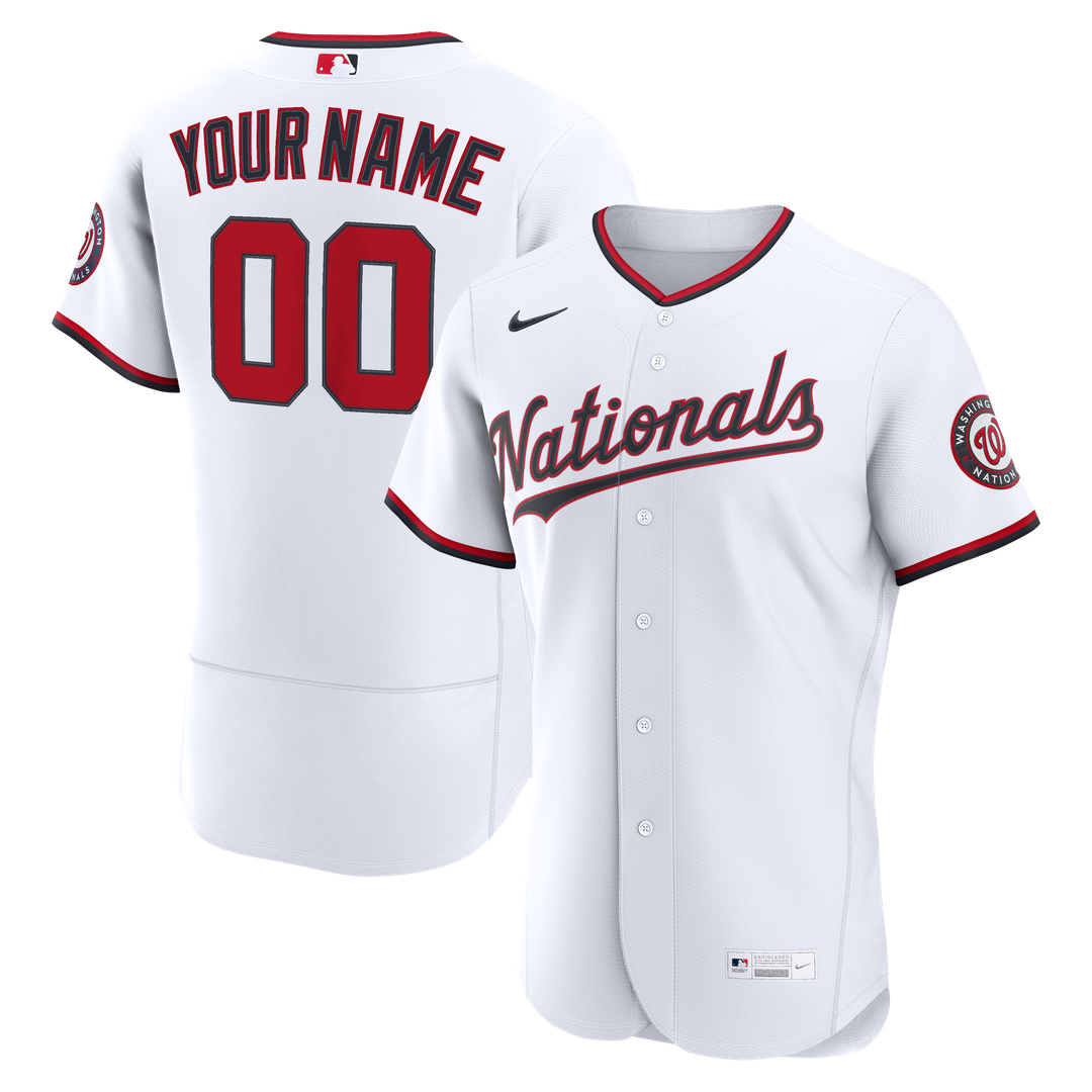 Washington Nationals Nike Home Authentic Custom Jersey - White Official MLB Team Apparel Baseball Fan Gear