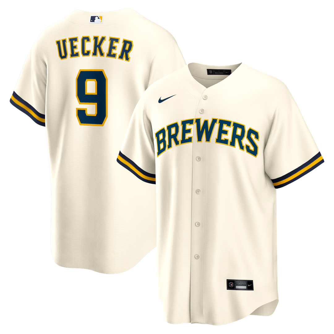 Bob Uecker Milwaukee Brewers Nike Home Retired Player Replica Jersey - Cream Official MLB Team Apparel Baseball Fan Gear