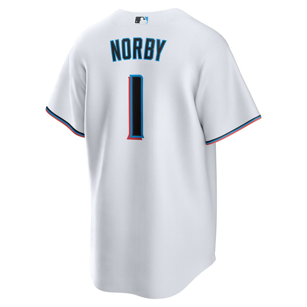 Connor Norby Miami Marlins Nike Home Replica Jersey - White Official MLB Team Apparel Baseball Fan Gear