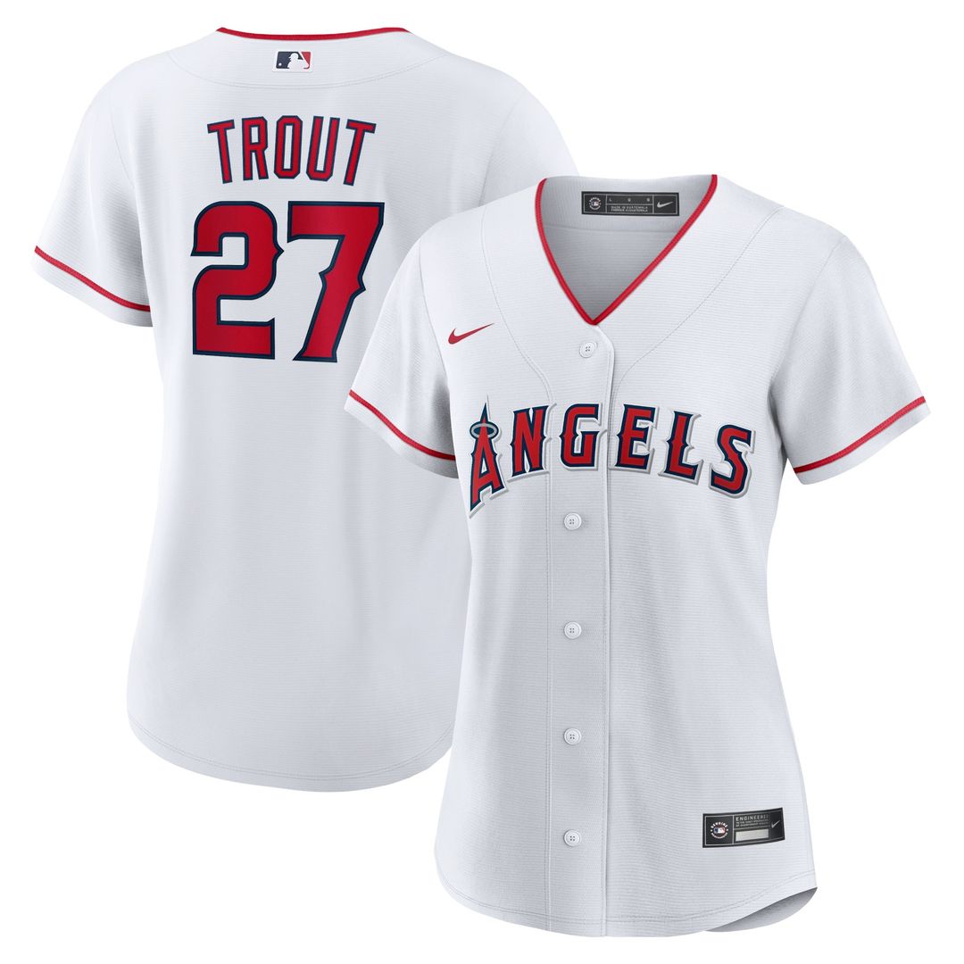 Mike Trout Los Angeles Angels Nike Women's Home Replica Player Jersey - White Official MLB Team Apparel Baseball Fan Gear