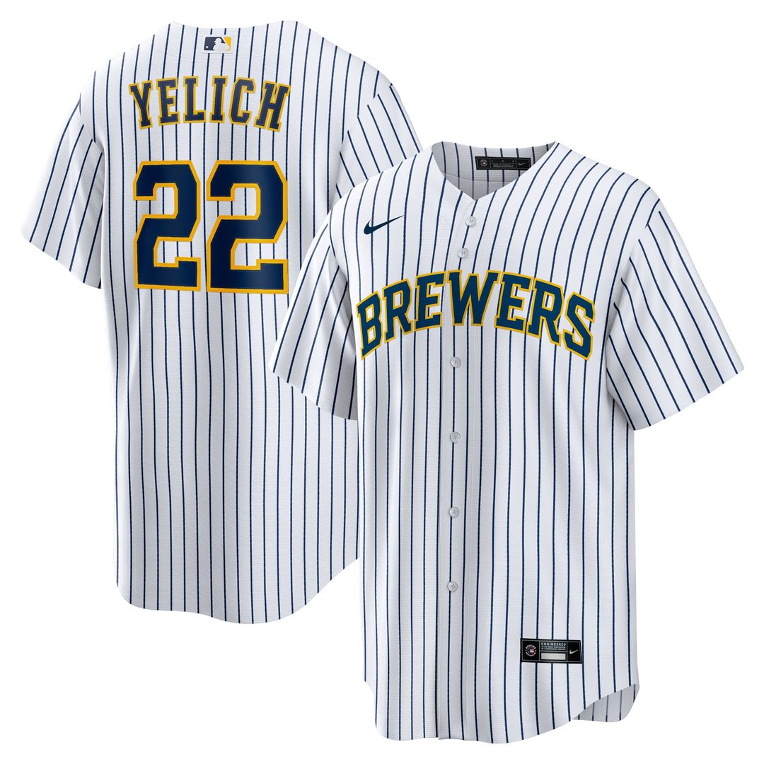 Christian Yelich Milwaukee Brewers Nike Alternate Replica Player Jersey - White Official MLB Team Apparel Baseball Fan Gear