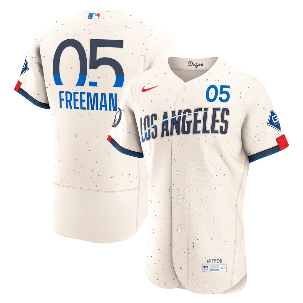 Freddie Freeman Los Angeles Dodgers Nike City Connect Authentic Sponsor Patch Jersey - Cream Official MLB Team Apparel Baseball Fan Gear