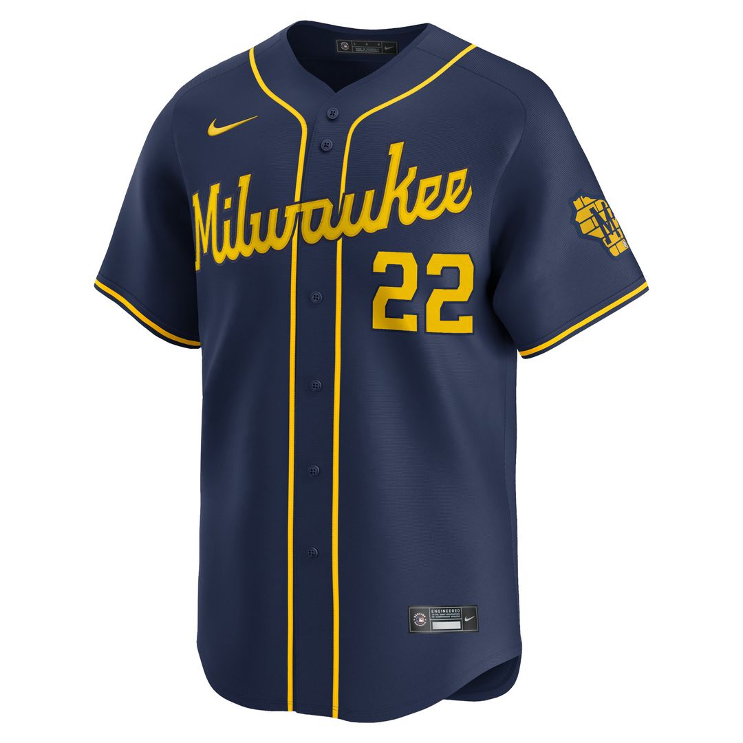 Christian Yelich Milwaukee Brewers Nike Alternate Limited Player Jersey – Navy Official MLB Team Apparel Baseball Fan Gear