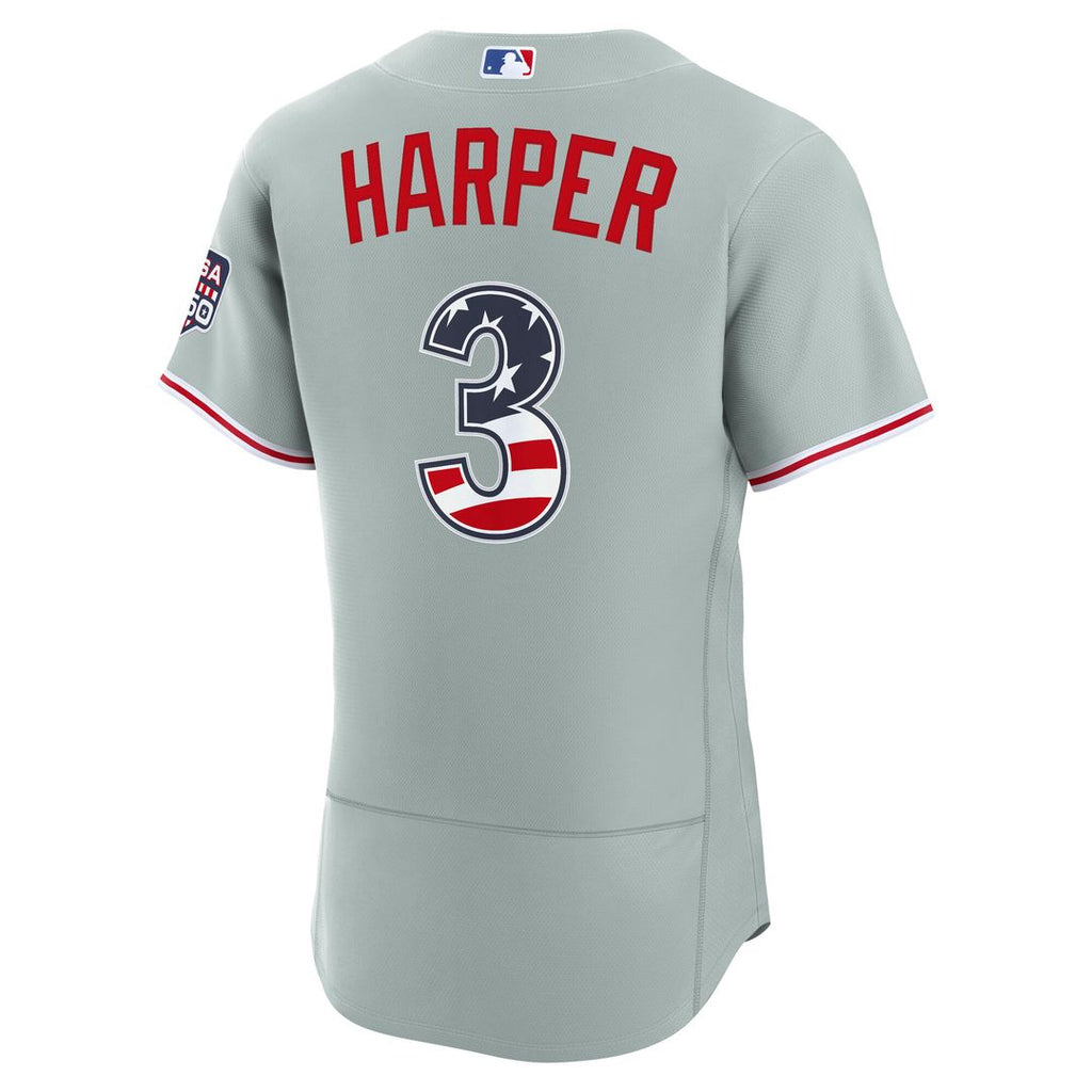 Bryce Harper Philadelphia Phillies Nike USA 250 Fourth of July Road Authentic Jersey - Gray Official MLB Team Apparel Baseball Fan Gear