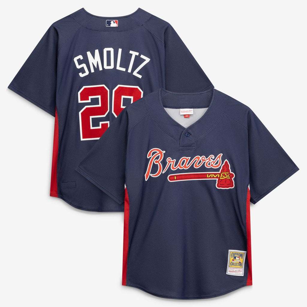 John Smoltz Atlanta Braves Mitchell & Ness Authentic Batting Practice Jersey - Navy Official MLB Team Apparel Baseball Fan Gear